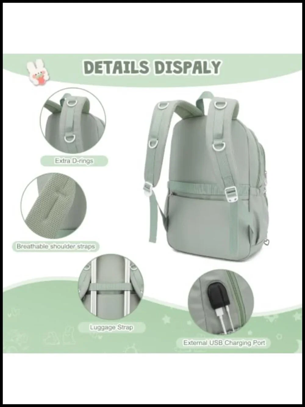 3PCS Ita Backpack Set with Clear Display Pockets Lunch Bag and Pencil Case